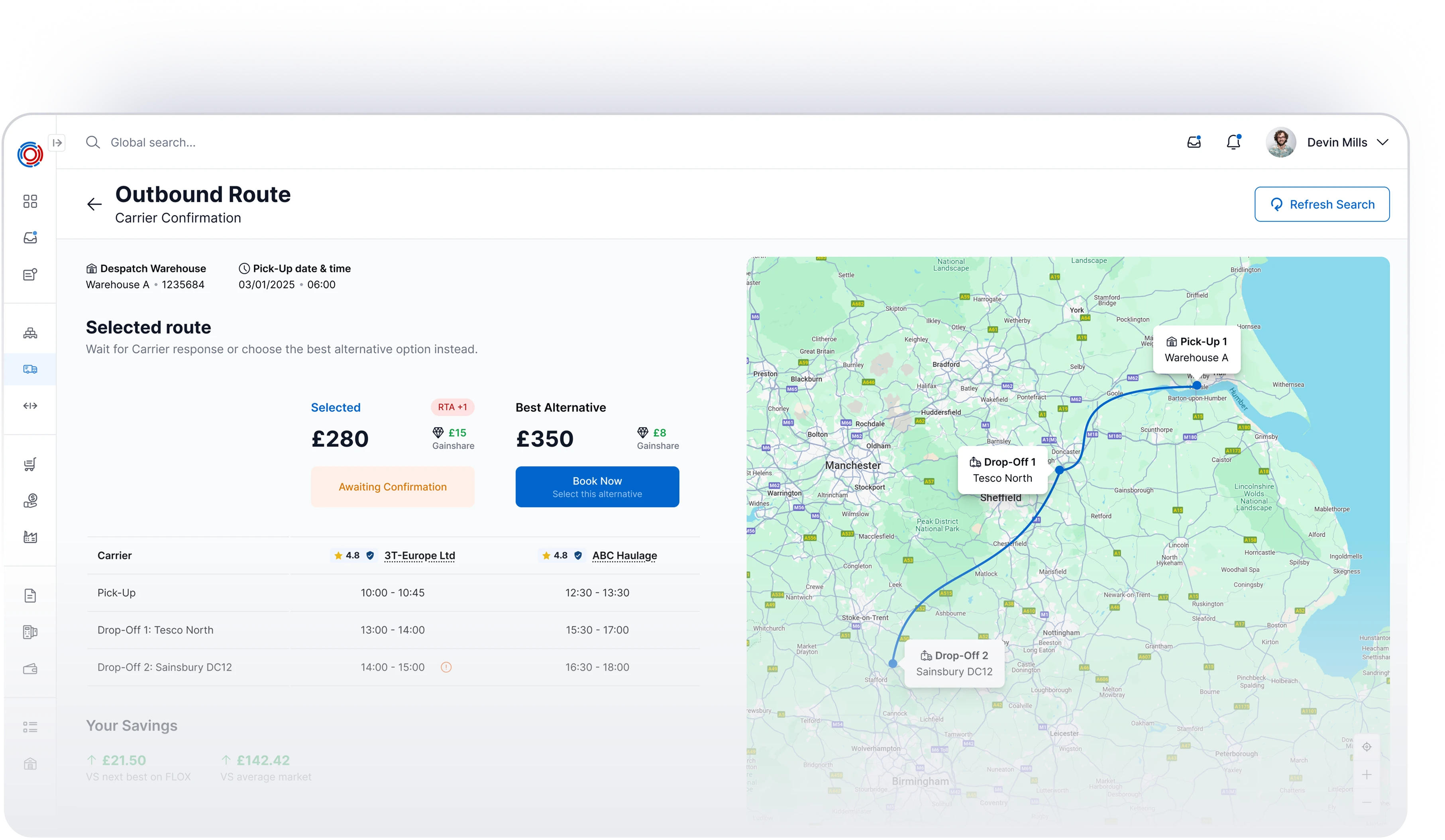FLOX Platform Dashboard for Third-Party Logistics Providers