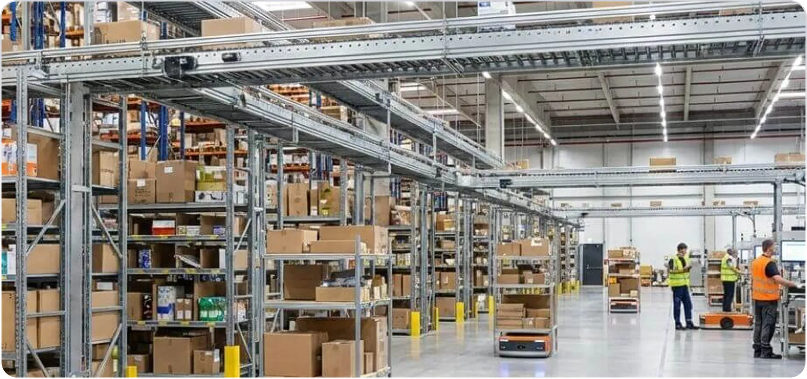 Modern warehouse with automated systems for retail fulfilment
