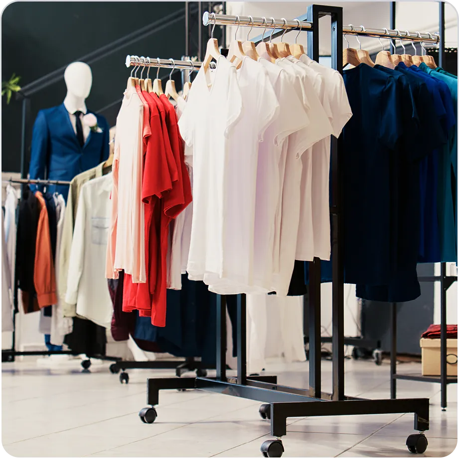 Fashion retail clothing rack representing retail and fashion logistics
